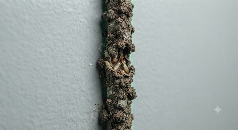 Termite mud tube running along a wall